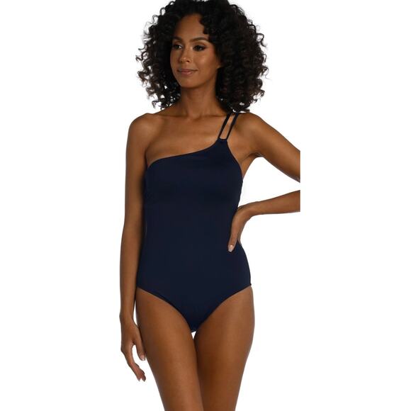La Blanca Indigo Lace Up One Shoulder One Piece Swim Suit 16 NWT - Picture 1 of 3